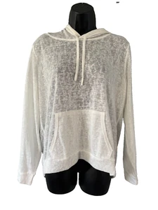 NWT Weather Proof Long Sleeve Semi Sheer White Pullover Hoodie Pocket Small - Picture 1 of 10