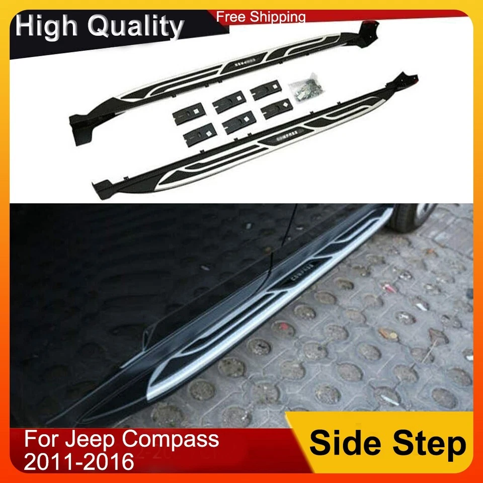 Se adapta a Jeep Compass 2011-2016 estribo peldaños laterales protector de barra Nerf Foto 1 de 3