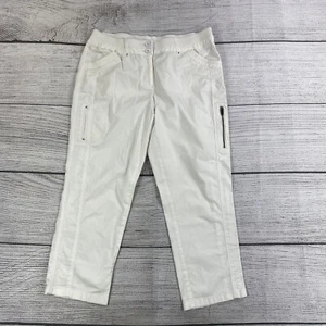 Chicos kurze Damenhose Größe 0 mit Schmucksteinen besetzte leichte Hose mit mehreren Taschen – weiß - Bild 1 von 8