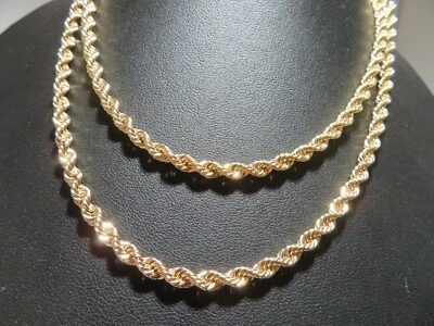 CADENA CUERDA SÓLIDA 14K YG 30" LARGO 3,88 MM GRUESO 42,74 gramos (G132430-2) Foto 1 de 4