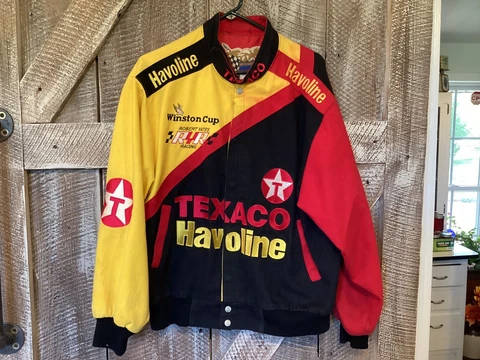 Vintage Jeff Hamilton Jacket Men Medium Ernie Irvan Texaco Havoline Adult 28 Old Cover