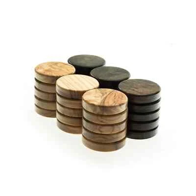 Manopoulos Handmade Olive Wood 36mm Backgammon Checkers (30 Pieces) - Image 1 of 2