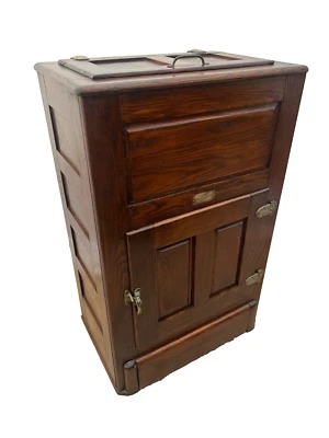 Antigua caja de hielo turquesa glaciar almacenamiento superior e inferior dos puertas lista para usar Foto 1 de 4