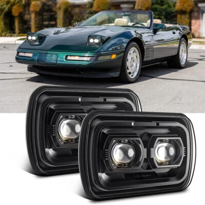 2x Faros LED haz alto/bajo para Chevrolet Corvette C4 1984-1996 5x7 7x6 pulgadas Foto 1 de 4