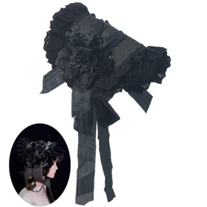 Mujer Gótico Lolita Gorro Sombrero con Florales Para Fiesta Sombrero Victoriano Sombrero Negro - Imagen 1 de 33