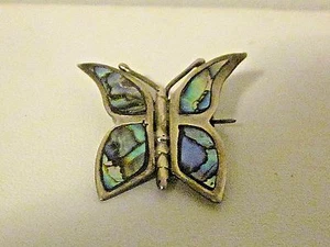 Butterfly Brooch/Pin, Abalone Shell,Silver - Picture 1 of 5