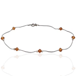 Cavigliera snake cm 23 in argento 925 con cristalli swarovski topaz mm 4 - Foto 1 di 2