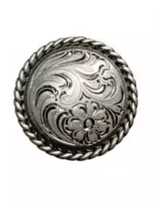 ¡Nuevo! Showman Repuesto 1" x 1" CONCHO PLATEADO GRABADO con Tornillo Caballo Tachuela - Imagen 1 de 1