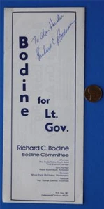 1972 Indiana Richard "Dick" Bodine for Lt. Governor signed autographed brochure- - Picture 1 of 1