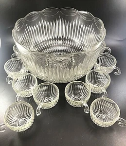 Ponche de colección INDIANA GLASS Lancaster Colony ROYAL drapeado con 10 tazas - Imagen 1 de 11