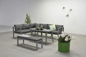 Eck Lounge Set Blakes Sitzgruppe Gartenmöbel Garnitur Alu Gruppe wetterfest hoch - Bild 1 von 12