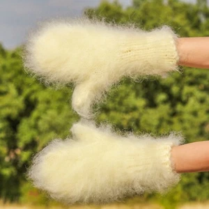Fuzzy mohair mittens thick handmade warm handmade soft hand warmers SUPERTANYA - Picture 1 of 45