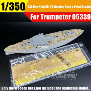1/350 USS New York BB-34 pont en bois + feuille de masquage + chaîne pour trompettiste 05339