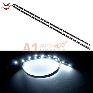 2x NEW 60cm/24" White DRL Light 5050 24SMD High Power Flexible LED Car Strips - Bild 1 von 4