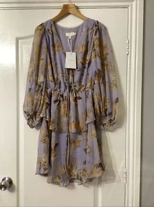 BNWT Ted Baker Gretia Lilac Long Sleeve Chiffon Boohoo Dress Sz TB 1 UK 8 - Picture 1 of 18