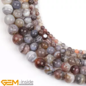 Natural Botswana Agate Gemstone Round Spacer Loose Beads Jewelry 15" 6mm-12mm - Picture 1 of 58