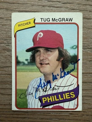 Tug McGraw autographed 1980 Topps baseball card #655 - Image 1 of 2