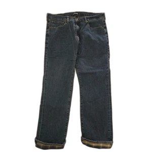 Lands' End karierte gefütterte Jeans Herren 38x30 blau Baumwolle Poly kariert Made in Kenya - Bild 1 von 7