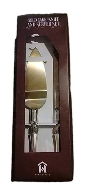 Set di 2 coltelli e coltelli da torta eleganti oro, cake server e set di 2 - Immagine 1 di 3