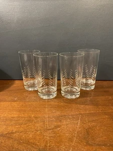 4 Vintage Highball Glasses Javit Crystal Rain Tumbler MCM 5 1/8" H GUC - Picture 1 of 9