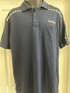 Polo da lavoro Uhaul blu con logo ricamato manica corta uniforme uomo TG LARGE - Foto 1 di 8