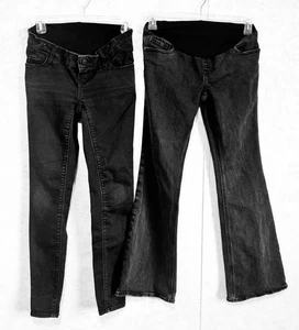 Dos pares de pantalones de mezclilla negros de maternidad Old Navy para mujer talla 00 acampanados pierna ajustada - Imagen 1 de 13
