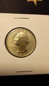 1990 D error Quarter  Black face Washington-in cod we trust - Picture 1 of 2