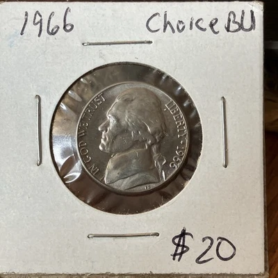 1966 JEFFERSON NICKEL 5c - BRILLIANT UNCIRCULATED - NOT SMS - Image 1 of 3