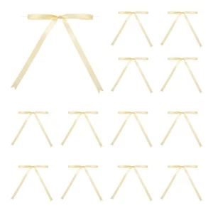 50 Pcs 5x7" Twist Tie Bows Satin Ribbon Bows Wrapping Bows Champagne - Picture 1 of 7