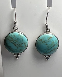 Vintage Sterling Silber 925 ATI Türkis Ohrringe Ohrhänger Mexiko - Bild 1 von 7