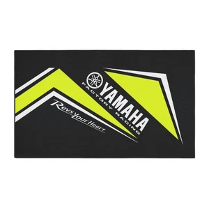 Gelbe Revs Your Heart Yamaha Racing Fußmatte, robuster Garagenteppich, Motorrad - Bild 1 von 17