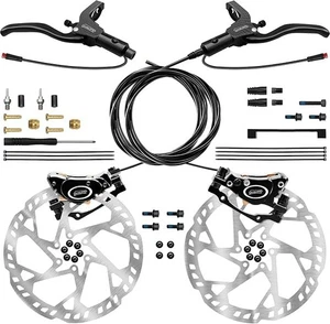 E-Bike Hydraulic Disc Brake Set 2 Piston 2 Pin Front Rear 180mm 2.3mm 900/1700mm - Picture 1 of 9
