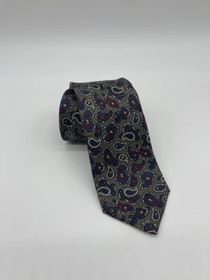 Corbata Giacomo Italia Paisley Gris Seda Granate Azul Marino Hecha a Mano en Italia Foto 1 de 4