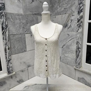 Volcom Women's Cream Lace Button Front Top - Picture 1 of 7