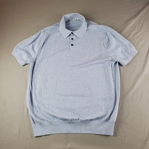 Suitsupply Polo Shirt Men XL Blue Cotton Silk Short Sleeve Preppy Luxury - Picture 1 of 11
