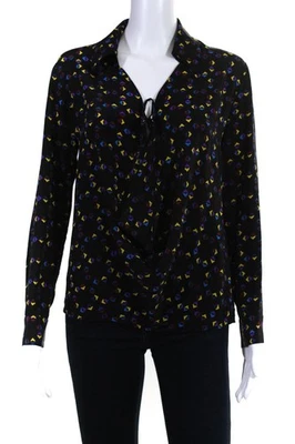 Blusa Derek Lam para mujer con cuello drapeado estampado geométrico negra talla 4 11169743 Foto 1 de 4
