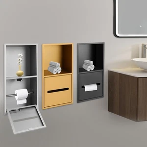 Stainless Steel Toilet Paper Holder with Shelf, Bathroom Niche, Bathroom Niche - Picture 1 of 50