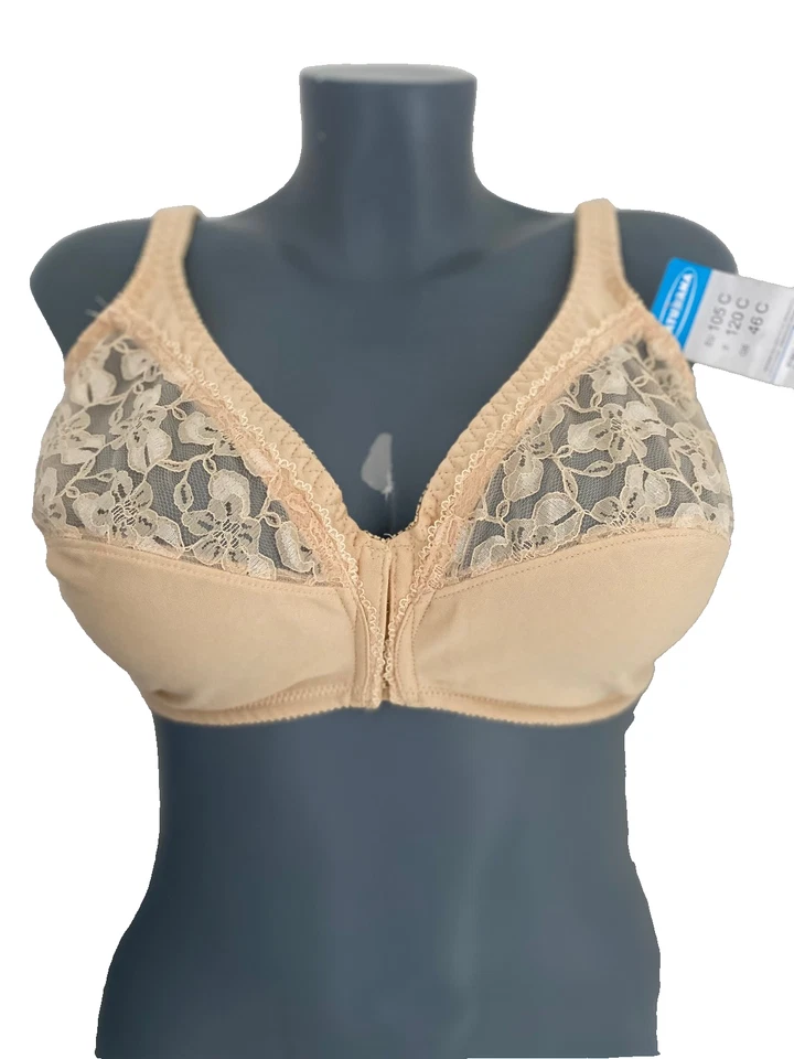 Sujetador Naturana Beige Cierre Frontal 46C Sin Aros Sin Acolchado Soporte 85943 Foto 1 de 4