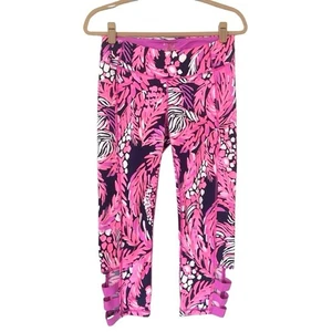 Lilly Pulitzer Luxletic Tropical Print Cropped Cutout Detail Legging Medium - Picture 1 of 4