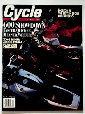Cycle Magazine Apr 1990 600 Showdown CBR600R FZR600R ZX6 Katana Norton F1 Foto 1 de 2