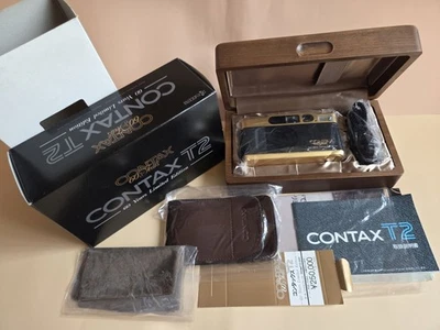 [Almost Unused] Contax T2 Gold & Black 60th Anniversary Film Camera From JAPAN - Image 1 of 4