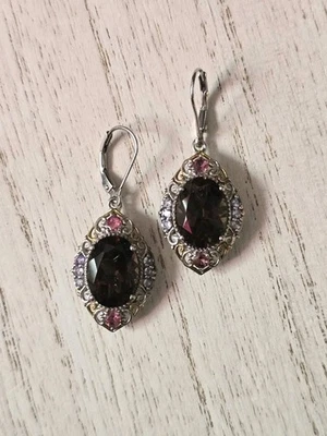 Chuck Clemency NYCII Sterling silver Brown Topaz pink Tourmaline dangle Earrings - Image 1 of 4