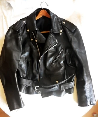 Chaqueta Original Vintage East Village Años 80 Cuero Auténtico/Motocicleta Punk Cuero Foto 1 de 4