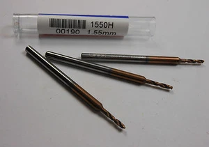 GARR TOOL Carbide Drills 1.55mm 2FL Helica 140° 1550H 00190 (3 Pcs) - Picture 1 of 1