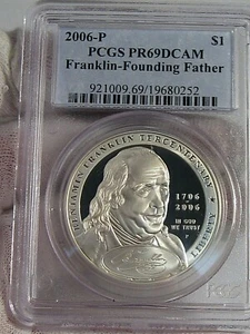 Deep Cameo Proof 2006-P Franklin Silver US Commem Dollar PCGS PR69 DCAM. #18 - Picture 1 of 8