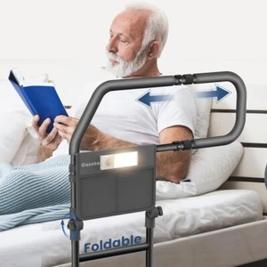Bed Rails for Elderly Adults Safety with Motion Light & Storage Pouch, Foldable - Picture 1 of 7