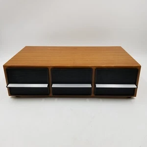 Vintage Faux Wood Cassette Tape Storage Holder 3 Drawer Cabinet Holds 30 Tapes - Picture 1 of 13