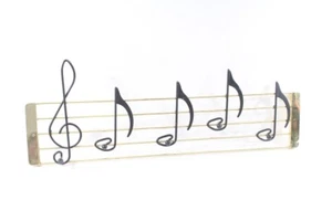 old hook bar metal wall coat rack wardrobe staves hooks music sheet music - Picture 1 of 12