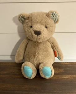 Battat B Softies Cara-Mellow Bear Plush Brown Teal Paws Polka Dot Ears 11” - Picture 1 of 3