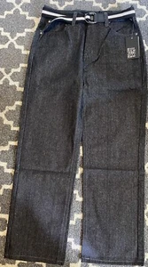 ENYCE NUEVO CON ETIQUETAS. Pantalones de mezclilla con cinturón A SEAN COMBS CO. CLASSIC FIT NEGRO CRUDO - tallas mejores - Imagen 1 de 7